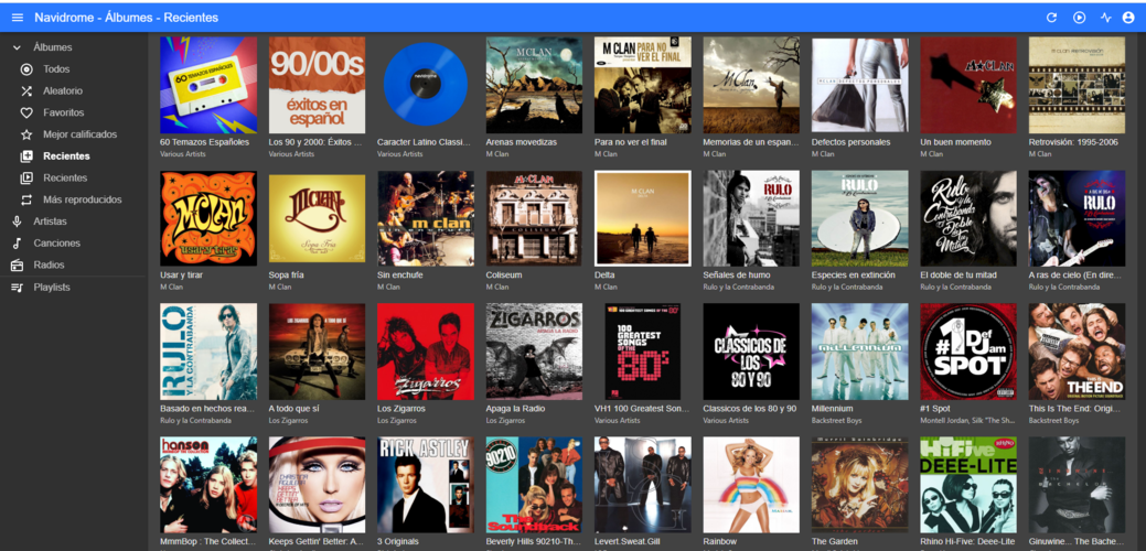 Panel de Navidrome funcionando con TrueNAS y Proxmox